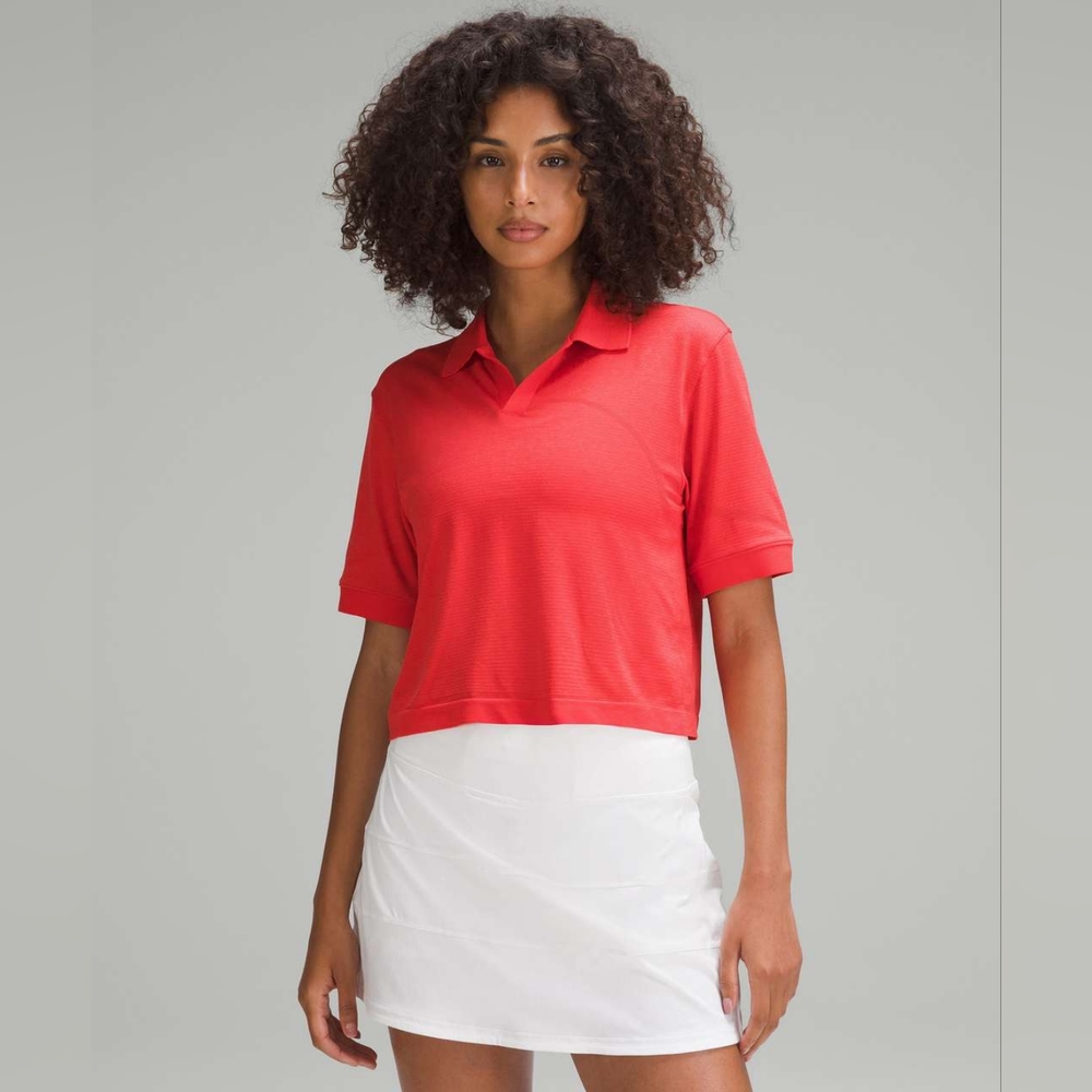 NWT Lululemon Swiftly Tech Relaxed-Fit Polo Shirt Hot Heat / Red Glow Size 2